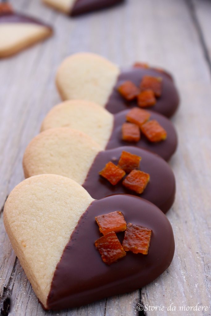 biscotti cuori cioccolato e scorzette arancia candita