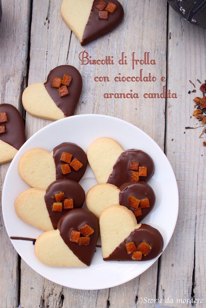 biscotti di frolla con cioccolato e scorzette arancia candita
